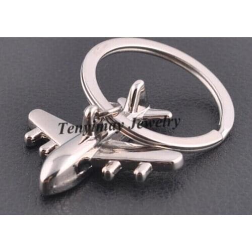 Fashion Mens Keyrings Metal Airplane Keychain For Promotion Gift 20pcs/Lot