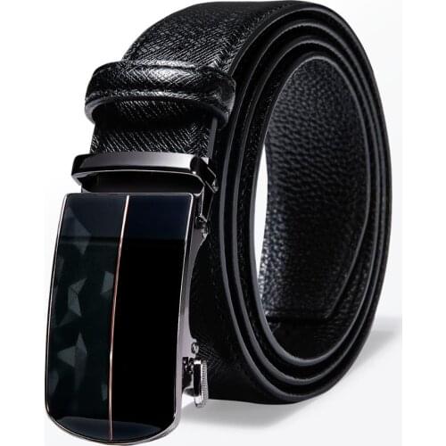Acrylic Fashion Belt Men Top Quality Genuine Luxury Leather Belt For Men Black Strap Male Metal Automatic Buckle Barry.Wang