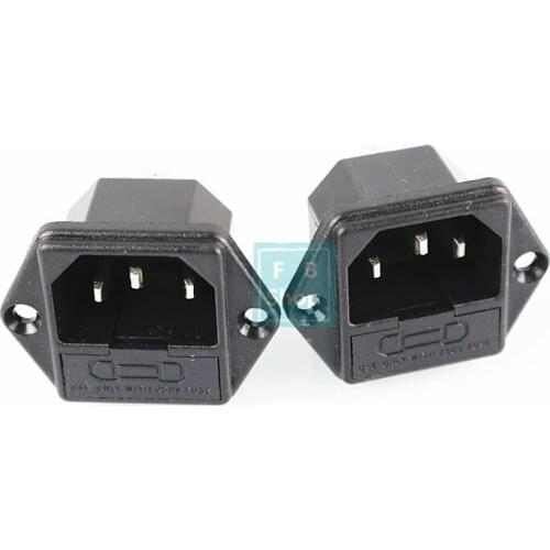 Panel Mounted 3 Pin IEC 60320 C14 Inlet Male Power Plug 15A AC 250V w/ fuse holder