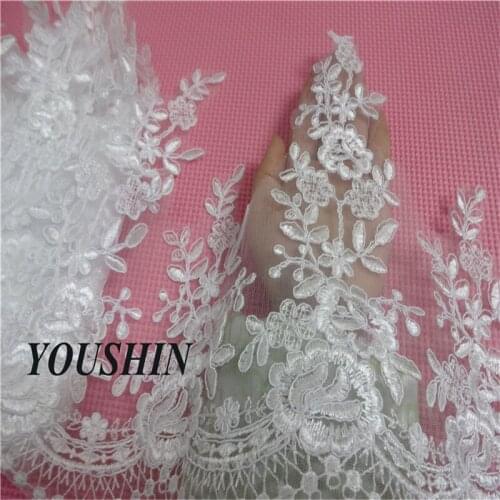 Delicate 3Meters White Ivory Wedding Dress Cording Lace Applique Thread Embroidery Lace Accessories Trim LW0084