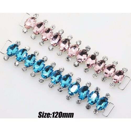 2018 New Charm 2pc 120MM Acrylic Chain DIY Garment sewing accessories Metal Crystal Rhinestone bikini Connectors buckle