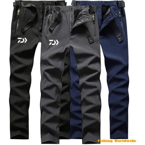 New DAIWA Fishing Waterproof Pants Men Sport Winter Thick Warm Fleece Fishing Trousers Male Windbreaker Sweatpants DAWA Clothing