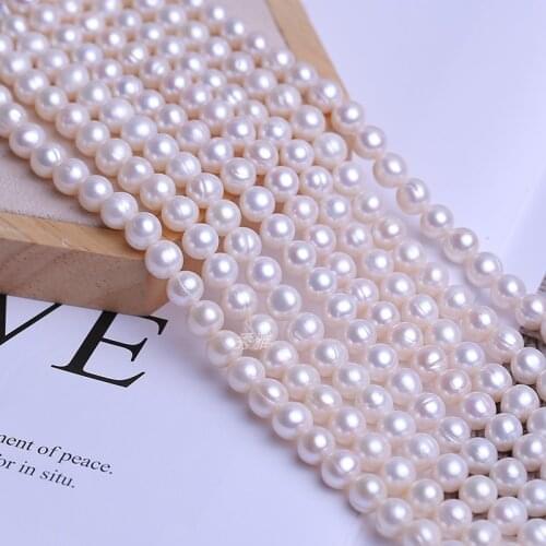 Wholesale HOT 8-9mm Big Size Natural Freshwater Potato Shape Real Loose Pearl Necklace Strand String, 10pcs/lot