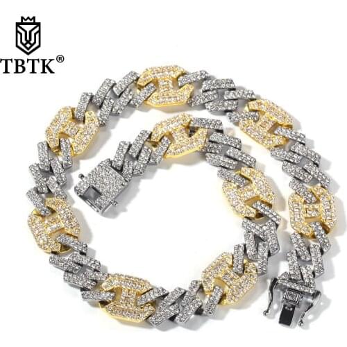 TBTK Luxury Multi Color 17mm Rhinestone Alloy Necklace Men And Women Gift Link Chain Hiphop Jewelry New Style Drop Shipping