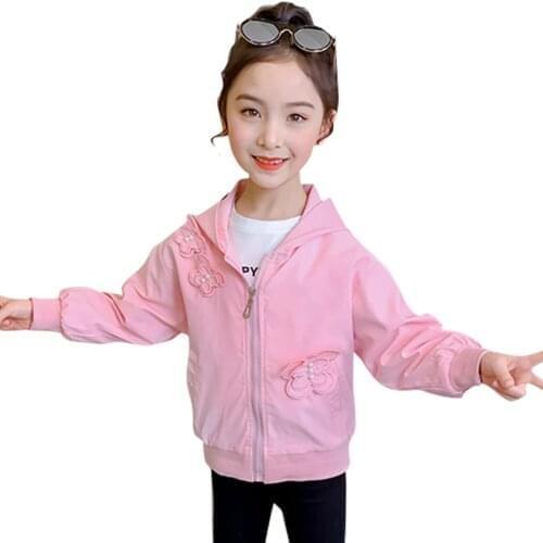 Coat For Girl Appliques Girl Coat Casual Style Outerwear For Children Spring Autumn Childrens Clothes 6 8 10 12 14