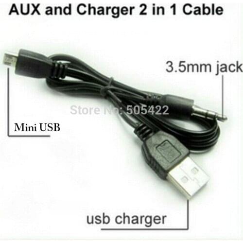 5pcs/lot 3.5mm Aux Audio to Mini USB Cable Cord Adapter Charger for iHome Mini Speaker New