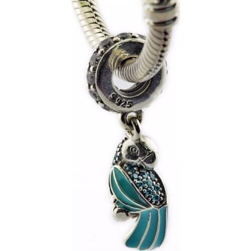 Tropical Parrot Bird Charms for Women Silver 925 Original Chain Bracelets Summer Jewelry DIY Dangle Charms for Jewelry Making