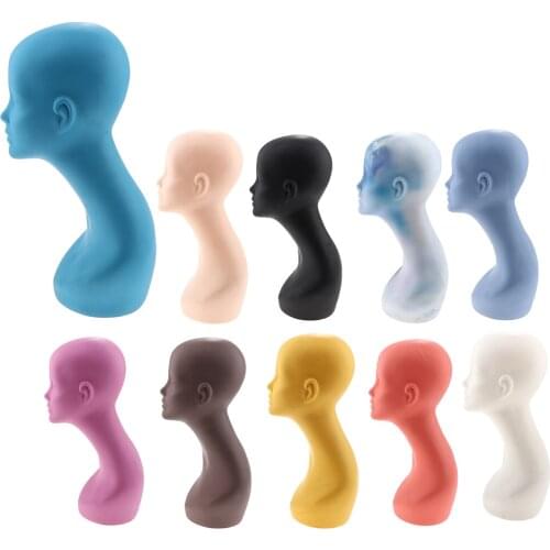 Professional Bald Female Cosmetology Mannequin Head Wig Display Stand for Wigs Making, Displaying, Styling ( 17.7 inches )