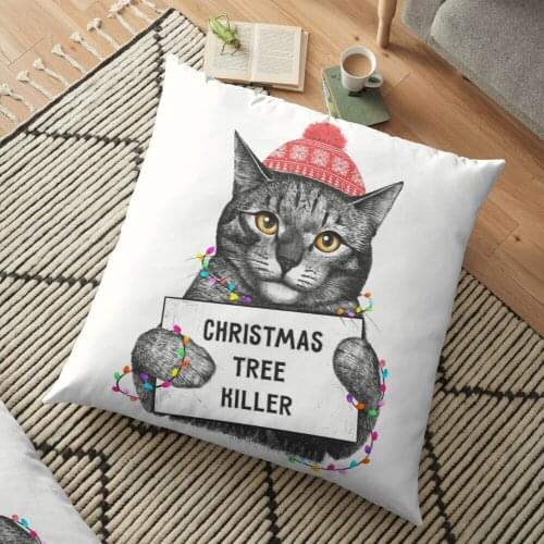 Christmas tree killer Cat Cushion Cover Pillowcase 2020 Christmas Decorations For Home Xmas Noel Ornament Happy New Year 2021