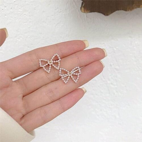 S925 needle butterfly pearl earrings simple small earrings for women in 2021 new fashion earrings clip without piercing women