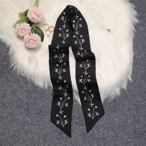 Real Silk Scarf For Women Printing Mulberry Silk Bandana Hair Band Accessories For Bags Shirt Tie Ladies Neck Scarf Long Shawl