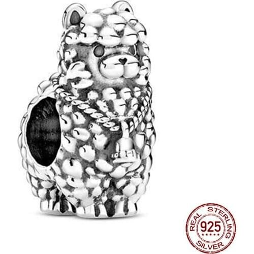 Cute 925 Sterling Silver Animal Alpaca Charms Beads fit Original Pandora Bracelets Women DIY Jewelry Making