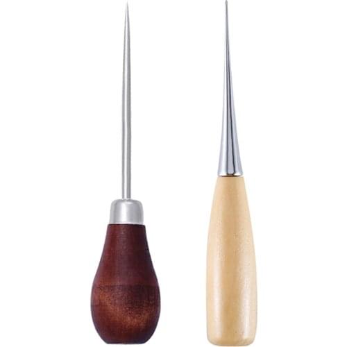 KAOBUY Wooden Handle Awls Leather Tent Sewing Awl Shoes Repair Tool Hand Stitcher Leather craft Awl Punch Hole