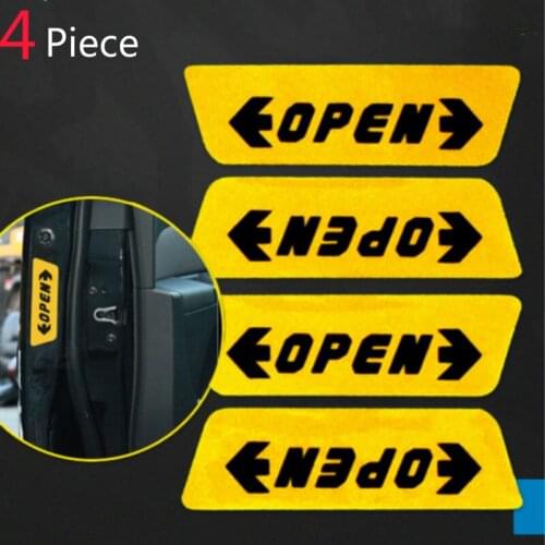 Reflective Warning Anti-collision Red Decal Signs Day Night Visible 4X Car Door Stickers Opening Warning Safety Tips Labels Sign