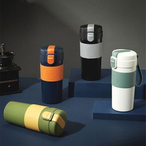 Double Wall 316 Stainless Steel Coffee Thermos Mug PU Leather Non-slip Cup Body Car Vacuum Flask Travel Insulated thermal Bottle