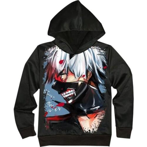Tokyo Ghoul Hoodies Mens 3D Print Hooded Pullovers Ken Kaneki Anime Character sweatshirt Anime cosplay costume