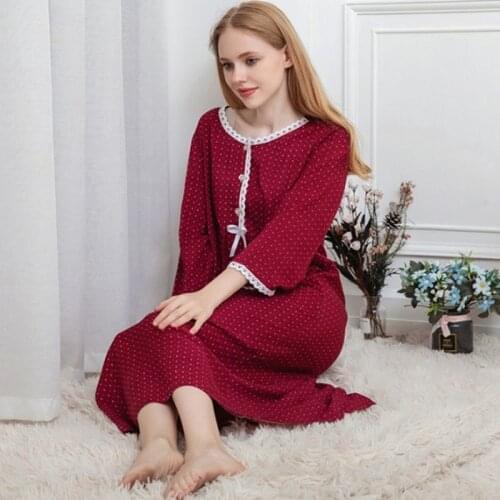 Spring autumn night dress womens nine-point sleeve cotton sleepwear nightgown long loose princess nightdress women nightshirt