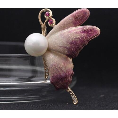Vintage Matte Pin For Womens Four Color Butterfly Brooch Jewelry Office Clothes Scarf Buckle Garment Accessories Pearl Gift