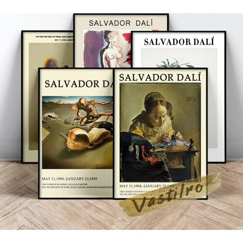 Salvador Dali Museum Exhibition Poster, Dali Surrealism Wall Art, The Lacemaker Canvas Painting, Vintage Art Prints, Idea Gift