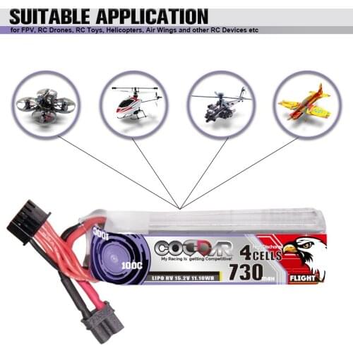 2PCS CODDAR 730mAh 4S 15.2V 100C Slender LiHV Battery with XT30 Plug For Beta95X Rc Quadcopter Betafpv Racing Drone Parts