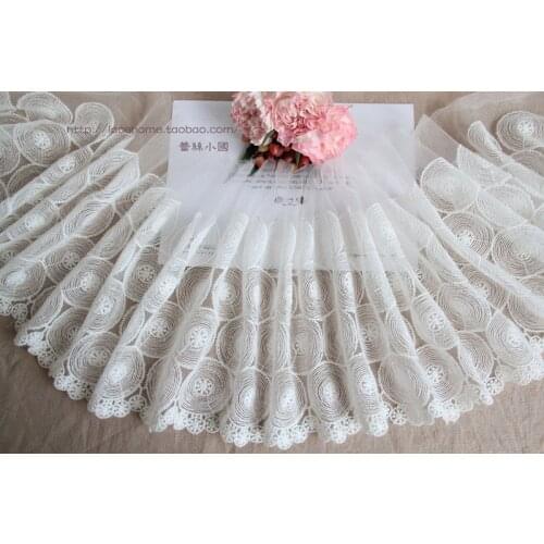 3 Yard / lot Handmade diy laciness fabric clothes sewing accessories lace trim embroidery circle gauze ultra wide 22cm