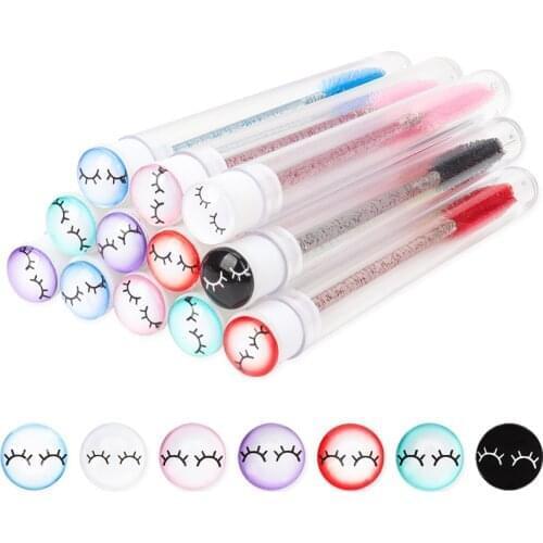 5 Pcs Reusable Eyebrow Brush Tube Disposable Crystal Eyelash Brush with Eyelash Resin Drill Replaceable Makeup Brushes
