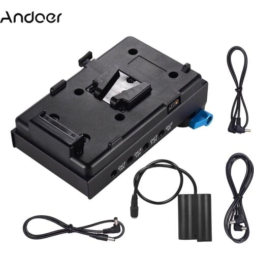 Andoer V-lock Battery Plate Adapter EN-EL15 Dummy Battery Adapter for BMCC BMPCC Nikon D850 D800 for Monitor Audio Divider