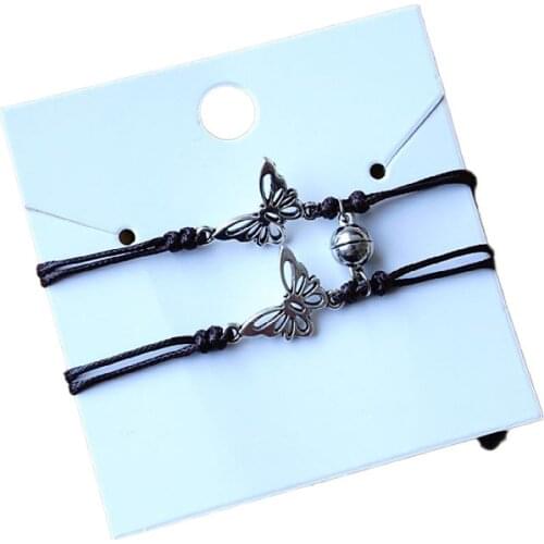 Couple Bracelet Butterfly Magnet Ball Wrist Chain Bracel For Men And Women Gift Friendship Charms Elastic Rope Jewelry For Women