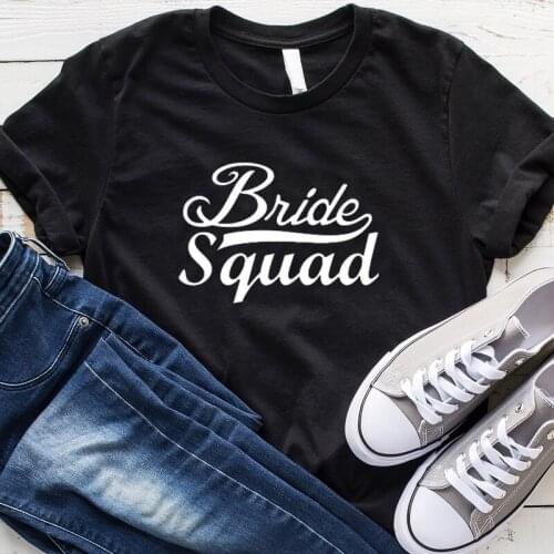 Bride Squad Funny Letter Women Tshirt Casual Short Sleeve Top Tees 100% Cotton Round Neck Korean Clothes Fashion Unisex Clothing