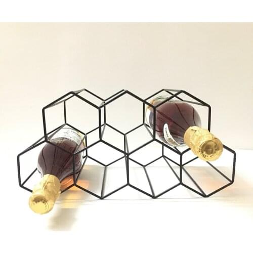 Black Hive Metal Wine Rack Simple Home Living Room Wine Rack Ornaments Creative 7-hole Hive Red Wine Rack