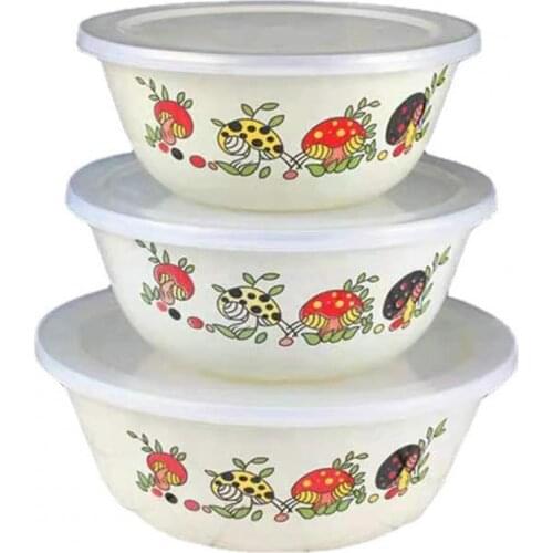 Chinese Style Enamel Bowl Large Capacity Thickened Enamel Dish with Cover Noodles Bowls Food Storage Container Bowl Tableware
