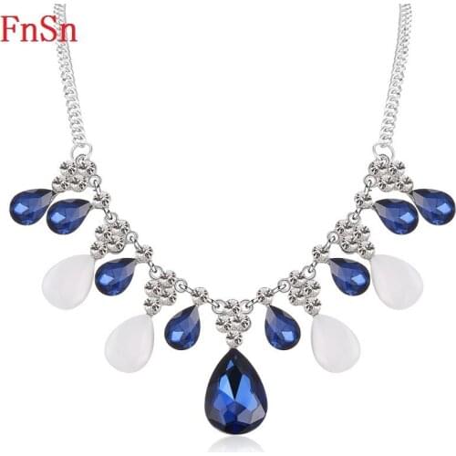 FnSn New Hot Chokers Crystal Statement Necklace Jewelry Women Rhinestones Collar Gift High Quality Turkish jewelry Parure N146