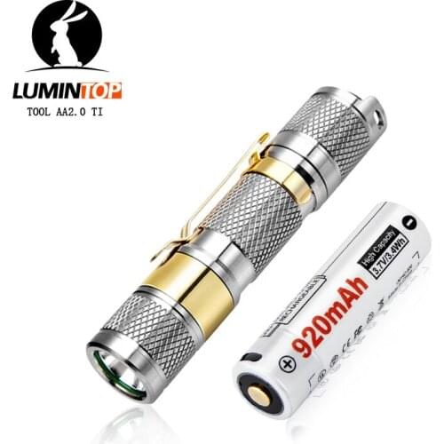 Lumintop TOOL AA2.0 Titanium Copper Flashlight Cree XP-L HD LED max 650 lumen Torch Optional 14500 Micro-usb charging Battery