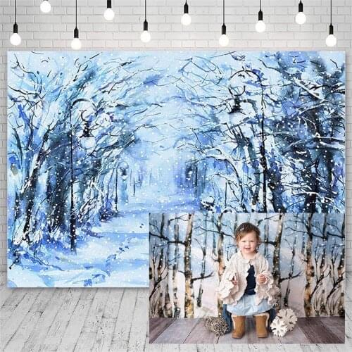 Avezano Backdrops Merry Christmas Winter Forest Snow Bokeh Decor Natural Scenery Photography Backgrounds Photo Studio Photozone