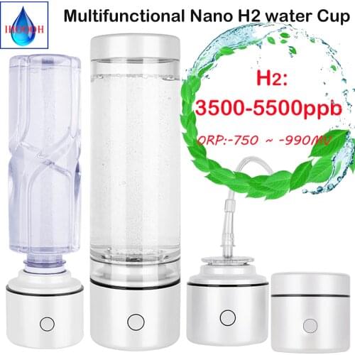 Hydrogen Rich Water Generator Machine SPE Electrolysis Ionizer Maker Anti-Aging Alkaline Pure H2 Nano Cup/Bottle Rechargeable