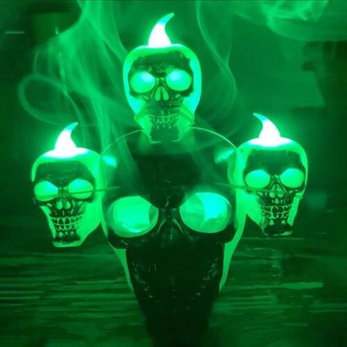 Halloween new product smoke horror skull head lamp pumpkin lamp LED electronic candle light haunted house decoration props