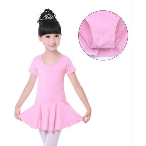 Girls Cotton One-piece Skirt Summer Training Suit Closure Jumpsuit Long Sleeve Gymnastics Ballet Leotards