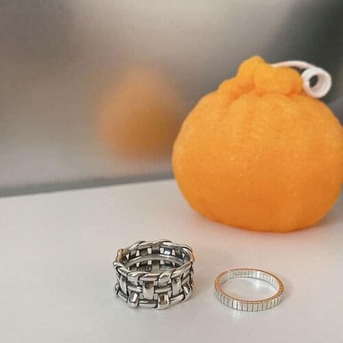 Fashion Creative Plait Design Adjustable Open Ring Silver Color Korean Style Finger Rings Classic Trendy Jewelry Accessories