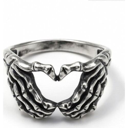 Retro Hell Hug Heart Ring Fashion Male Female Personality Domineering Gothic Jewelry Rings Hell Ghost Finger Ring
