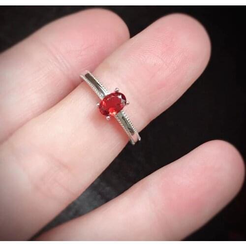 Nature Garnet Ring Solitaire 925 Sterling Silver Rings for Women Engagement Ring Silver 925 Gemstones Jewelry