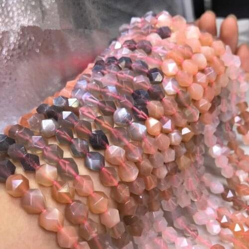 Sunstone pink round faceted 6/8 mm 14inch for DIY jewelry making loose beads FPPJ wholesale beads nature gem stone coral