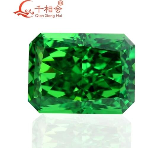 12x16mm green color rectangle shape brilliant crushed ice cut cubic zirconia loose stone cz stone