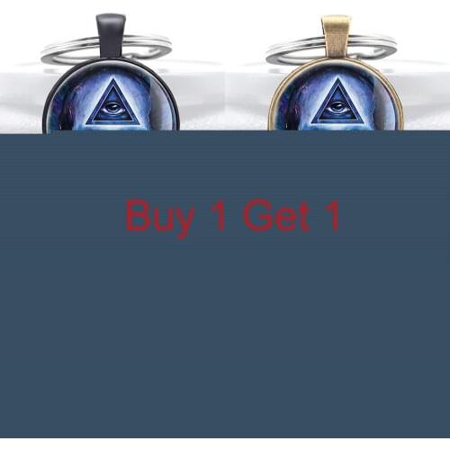 Buy 1 Get 1 Steampunk All-seeing Eye Skull Glass Cabochon Pendant Key Chain Men Women Skeleton Jewelry Gifts Key Rings