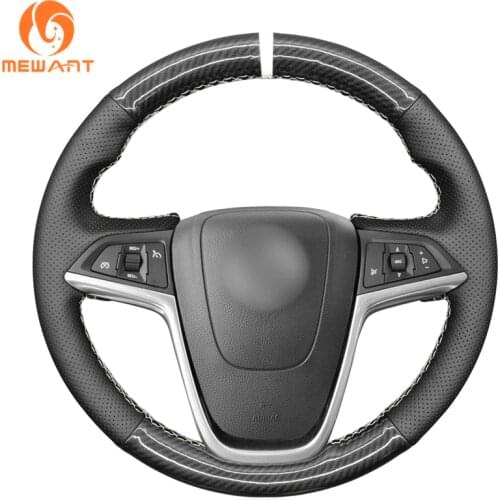 MEWANT Black PU Carbon Fiber Car Steering Wheel Cover for Opel Astra J Mokka X Zafira C Insignia A CT Ampera I Cascada Meriva B