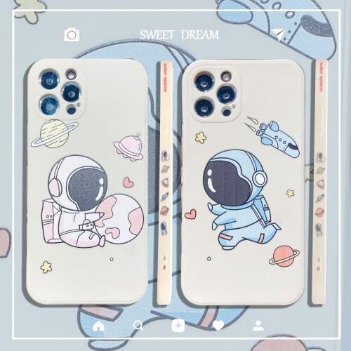 Cartoon Space Man Astronuat Phone Case For Huawei P50 P40 P30 Pro Nova 8 7 6 SE Mate 40 30 20 Pro Soft TPU Cover