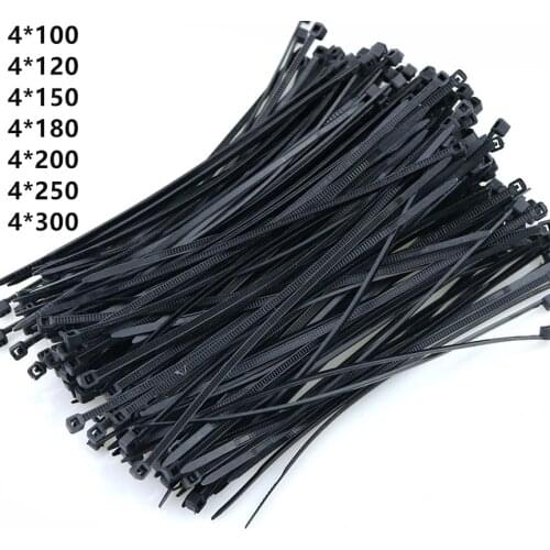 500 / 250PCS 4x100 120 150 180 200 250 300 mm Black white Yatai Brand plastic self-locking nylon cable tie plastic ribbon