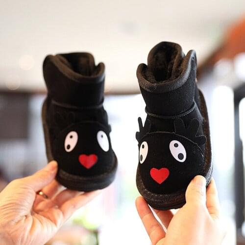Boys' Shoes Childrens Cute Cartoon Snow Boots Baby Winter New Girls' Plush Thickened Short Boots Cotton Shoes