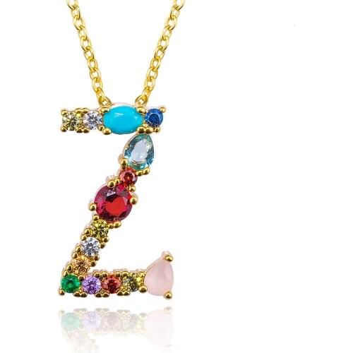 10 PCS Wholesale Fashion 26 Gold Alphabet Letter Pendant Necklace Micro Pave Zircon Wedding Bands Jewelry Mothers Day Gifts