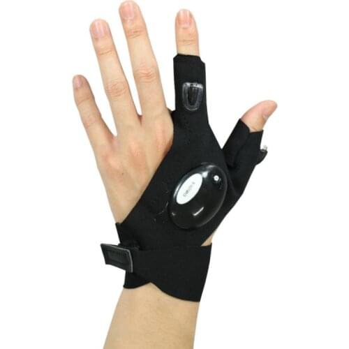 Outdoor Fishing Gloves with LED Night Flashlight Waterproof Cycling Hiking Rescue Tool Fingerless Gloves Torch Cover