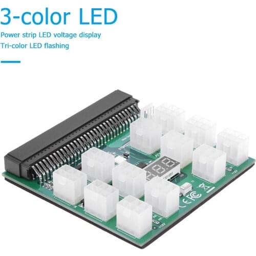 Power Supply Adapter for HP Server GPU 12V 12 X 6Pin Power Strip LED Voltage Display Breakout Board Converter 92x90x15mm